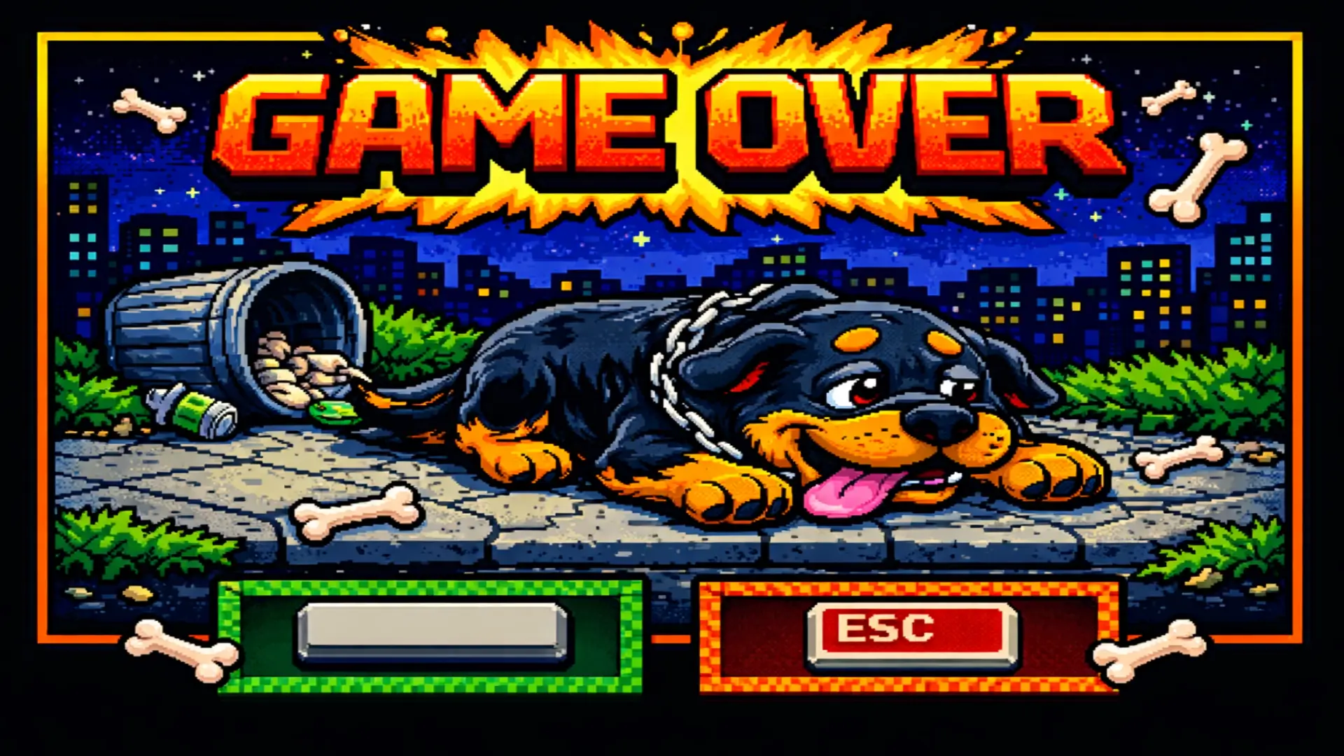 Rolo Runner game over screen